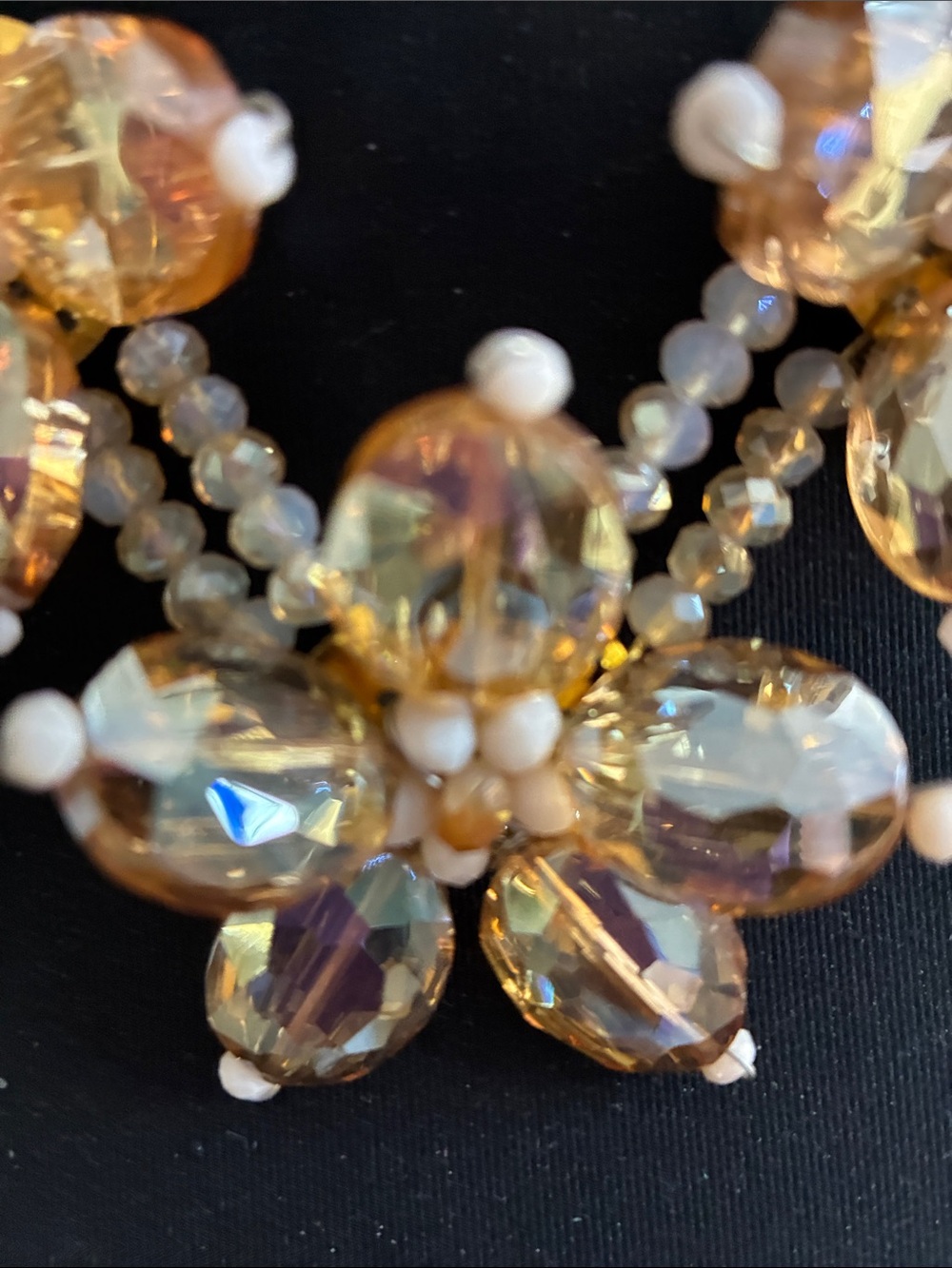 254 Gold Aurora Crystal Floral Bib Necklace - Picture 2 of 5